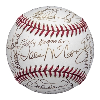 1991 Hall of Famers Multi Signed ONL White Baseball With 25 Signatures Including Berra, Hunter, & McCovey (Doerr Family LOA) 
